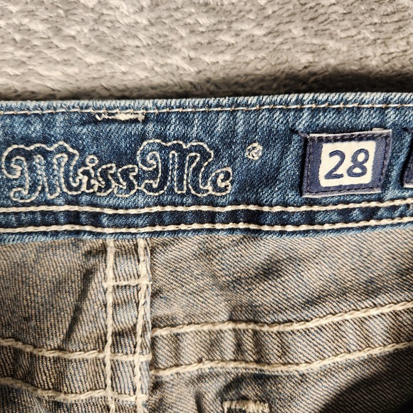 Miss Me Bootcut Jeans Women 28X35 Blue Embellished Cross Distressed JP5368B - Picture 7 of 16